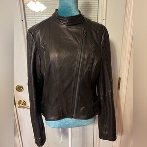 CACHE WOMENS Genuine LEATHER JACKET y2k SIZE L RN# 74578